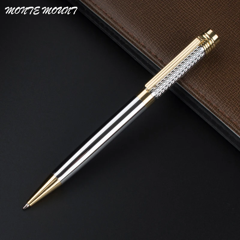 Luxury ball pen Platinum Golden Slender body school Carved pattern Business office Medium nib Ballpoint Pens New