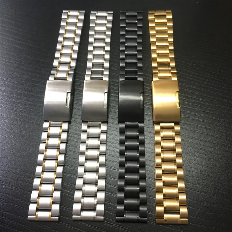 Full Stainless Steel Wristwatch Band For Men Women Watches Bands Straps 14 16 18 19 20 21 22 24 26mm Universal strap