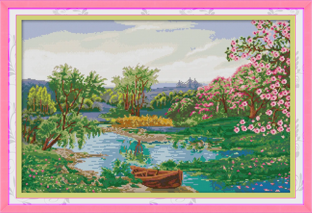 The spring of the creek cross stitch kit aida 14ct 11ct count print canvas cross stitches  needlework embroidery DIY handmade