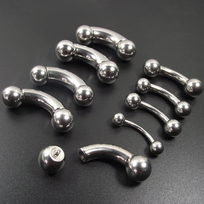 SaYao short bar Big Ball Stainless Steel Straight Barbell Rings Eyebrow Banana Curved Ear Piercing PA Rings Nipple Bar Lips