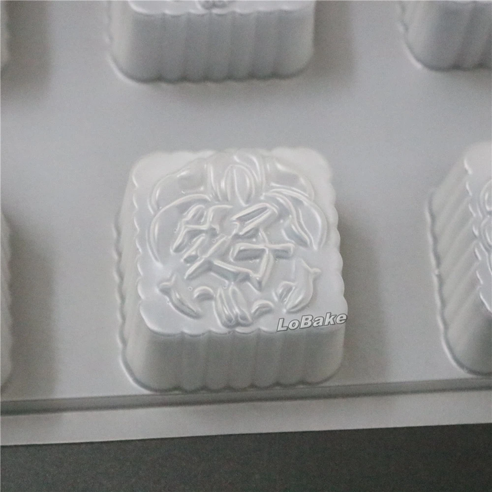 (5pcs/lot) Square 8 cavity 4.6*4.6*H.3cm Square Chinese mooncake HUA HAO YUE YUAN design Plastic Chocolate Candy baking Mold