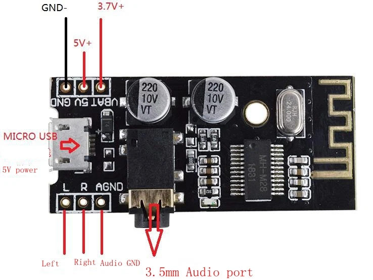 Drahtloses Bluetooth-Audioempfänger-Board-Modul MH-MX8 M18 M28 M38 BLT 20M 4.2 5.0 MP3 Verlustfreier Decoder Stereo Elektronisches DIY-Kit – Detail 7
