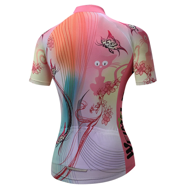 Weimostar Cat Women Sports Cycling Jersey Bike Short Sleeve Clothing Bicycle Shirts Reflective S-3XL