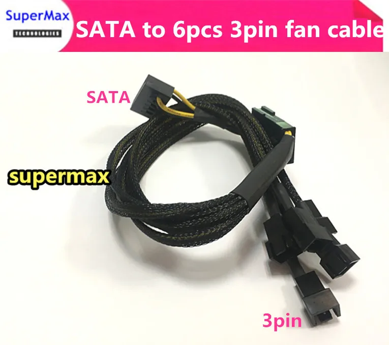 SATA 1 to 6 Port 3Pin Fan Power supply Cable For PCI express Graphics Card PC 6 ways 3P Cooling PWM Y splitter Converte