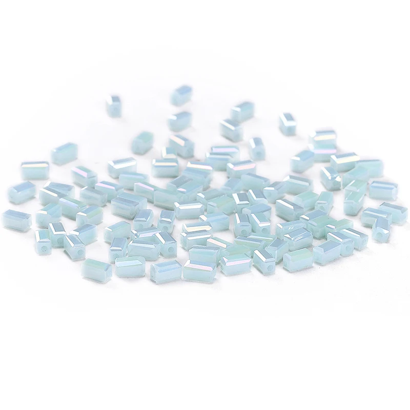 Sky Blue AB 50pcs 2*4mm  Crystal Beads Austria Crystal  Square-shape Loose Beads DIY Jewelry Accessories C-3