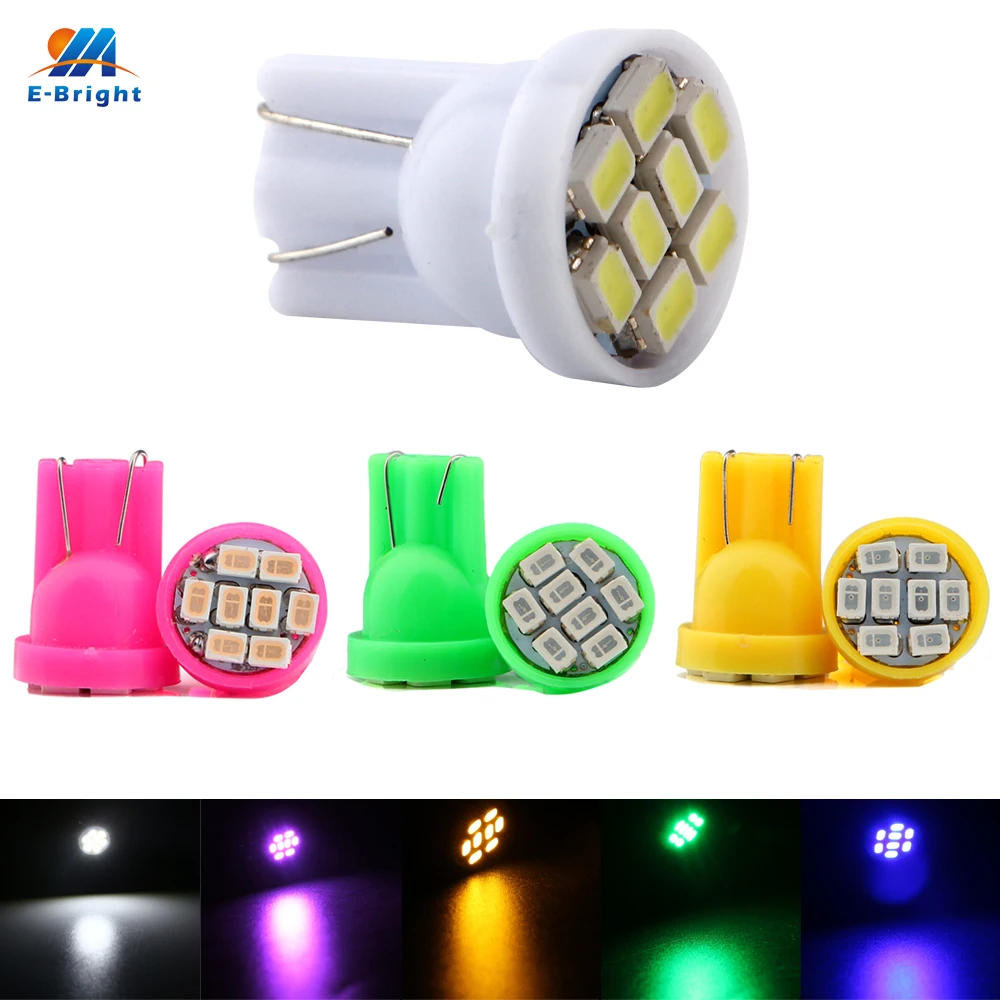 

YM E-Bright 500PCS T10 Led 194 168 1206 8 SMD 12V DC Car Lighting Auto Bulbs License Plate Lights Interior Light White Yellow