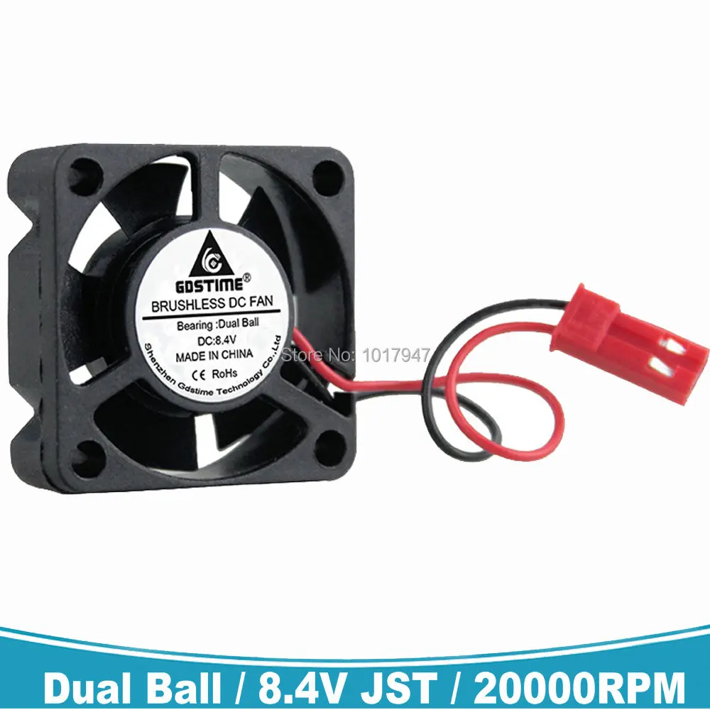 

Gdstime DC 8.4V JST 3cm 30mm 30x30x10mm Dual Ball Bearing RC Model Small Motor Cooling Case Fan