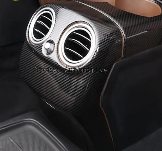 Carbon Fiber Style For Mercedes Benz E Class W213 2016 2017 ABS Plastic Rear Row Armrest Box AC Vent Cover Trim Car Accessories