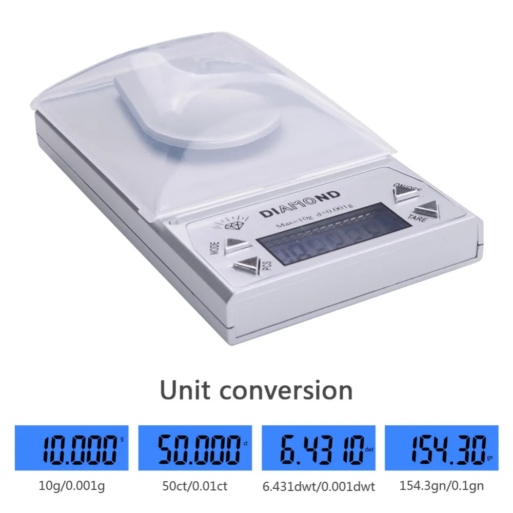 best selling 0.001/ 10g 0.001g-10g LCD Digital Jewelry weighing Diamond Pocket Waage Scale Gem weight