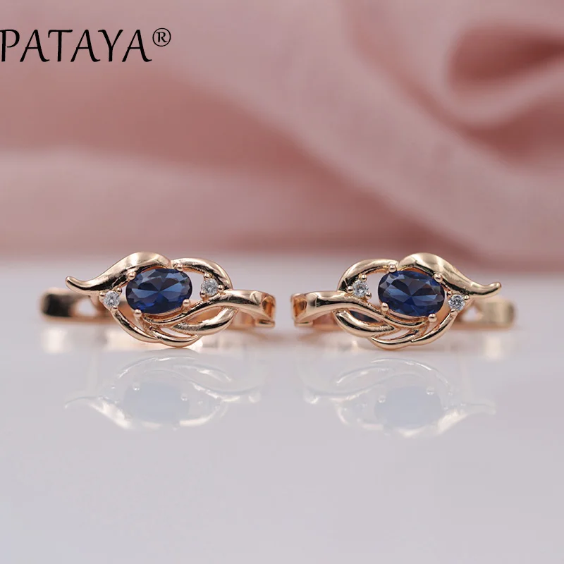 PATAYA New Arrivals 585 Rose Gold Color ​Natural Zircon Vintage Dangle Earrings Women Fine Jewelry Short Eardrop Accessories