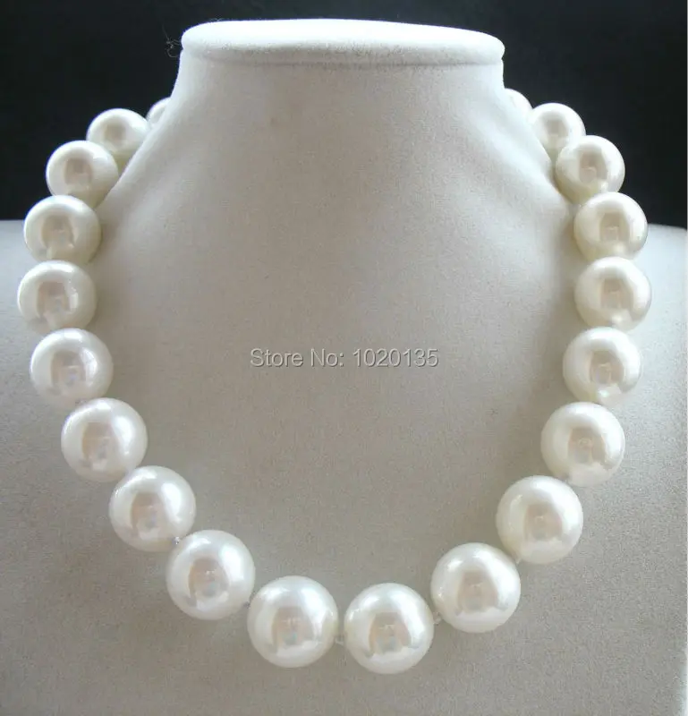 

white sea shell round necklace round 16/18/20mm 18inch wolesale beads nature wholesale FPPJ