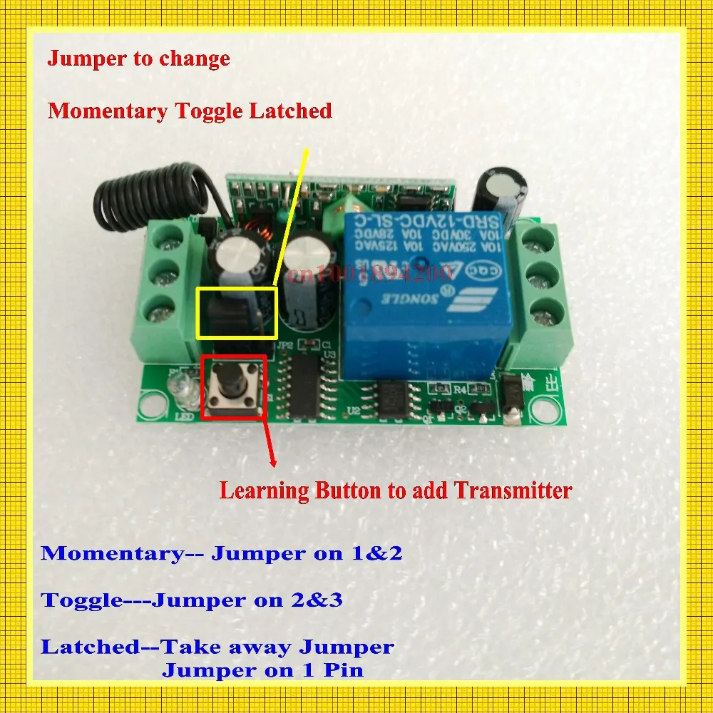 3000m Light Lamp DC12V Remote Control Switch Long Distance Transmitter + Learning Code Receiver Momentary Toggle Latched 315/433