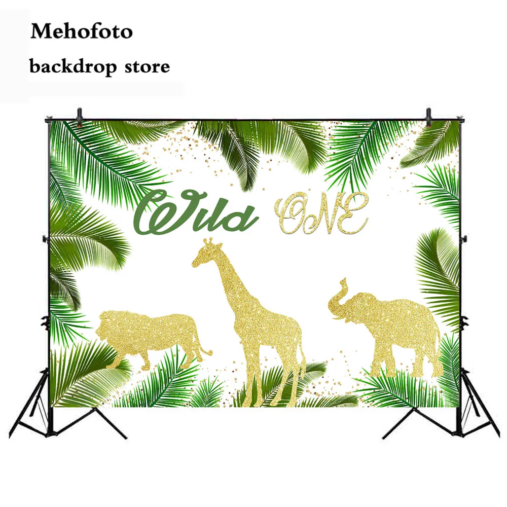 

Wild One Jungle Safari Party Decoration Photo Backdrop Animals Photo Background Studio Giraffe lion elephant Prop