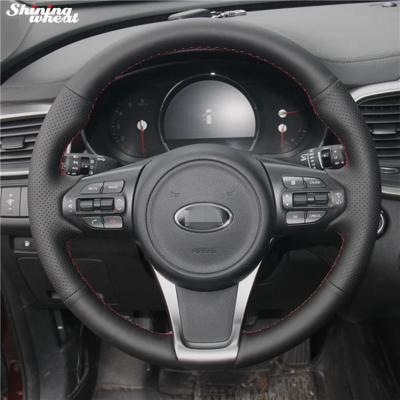 

Shining wheat Hand-stitched Black Leather Car Steering Wheel Cover for Kia Sorento 2015