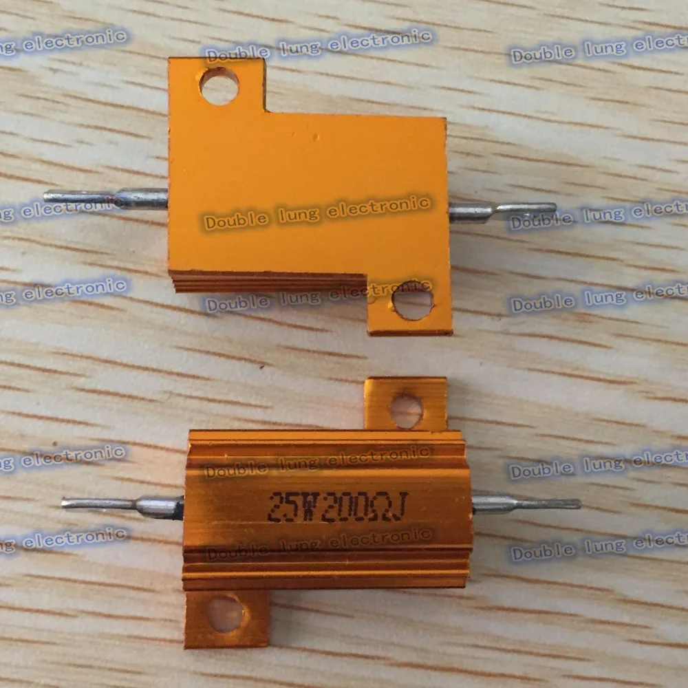 50pcs/lot 25W Golden Aluminium Resistor 200R 200 ohm Gold Aluminium Shell Resistance