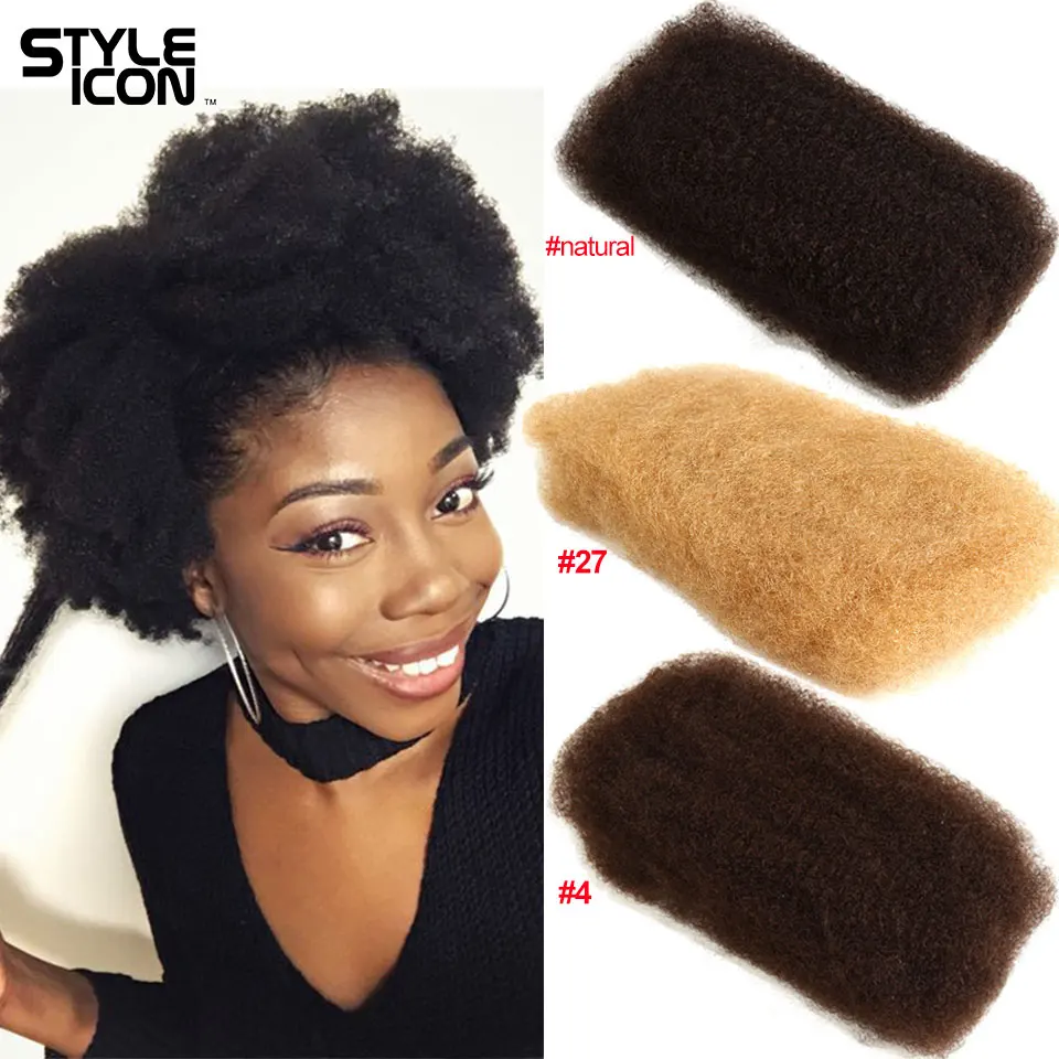 Styleicon-Cabello Humano Afro rizado a granel, 3 y 4 mechones, Remy, mongol, 50 gramos por pieza