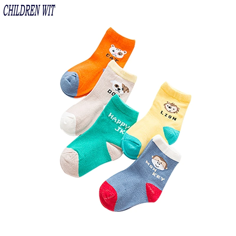 

CHILDREN WIT 5 pair /1 lot autumn & winter children socks cotton cartoon baby socks for boys 1-12 year kids socks