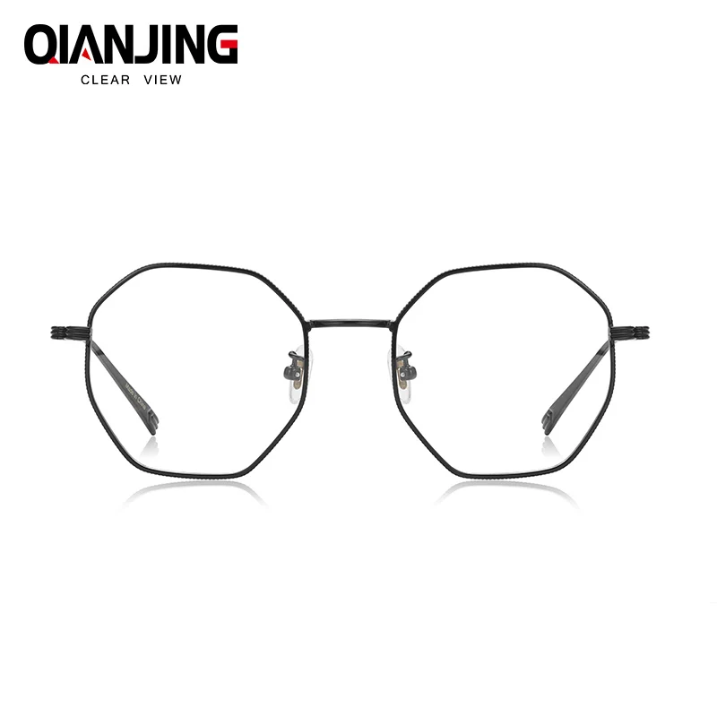 

QianJing Brands Retro glasses frame men Japanese titanium Pure Hand-made eyeglasses frames women spectacles myopia eyewear