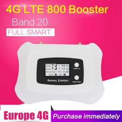 4G LTE 800mhz B20 Cell Phone Signal Booster LTE Cellular Amplifier LCD Display 70dB Gain N Type Mobile Phone Repeater