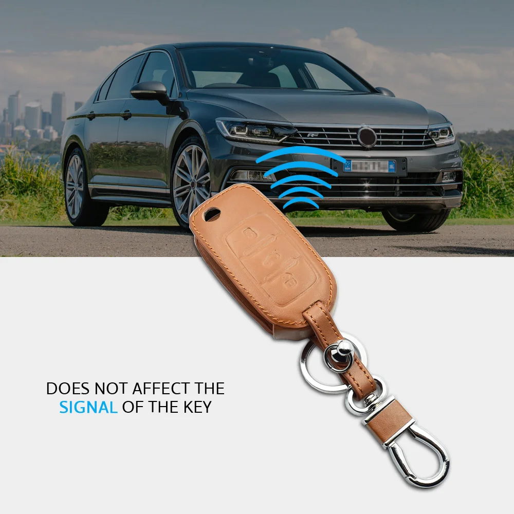 ATOBABI Leather Car Key Case For Volkswagen VW Golf Polo Beetle Passat Skoda SEAT Flip Remote Control Fobs Shell Protector Cover