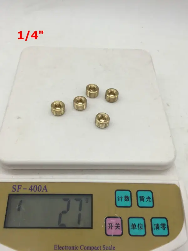 Enchufe de cabeza hexagonal de 1/4 "PT, rosca macho, diámetro, Conector de tubería, tono dorado, 10 Uds.