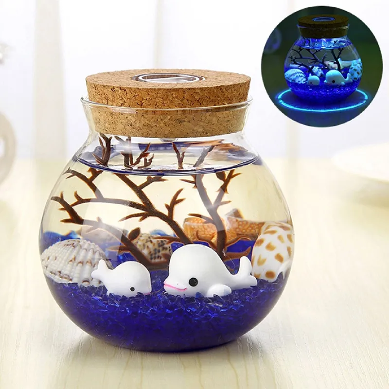 Novel and Strange Toy DIY Noctilucent Ecology Bottle Micro Landscape Bottle Remote Controlled Seven-color Lantern Undersea World