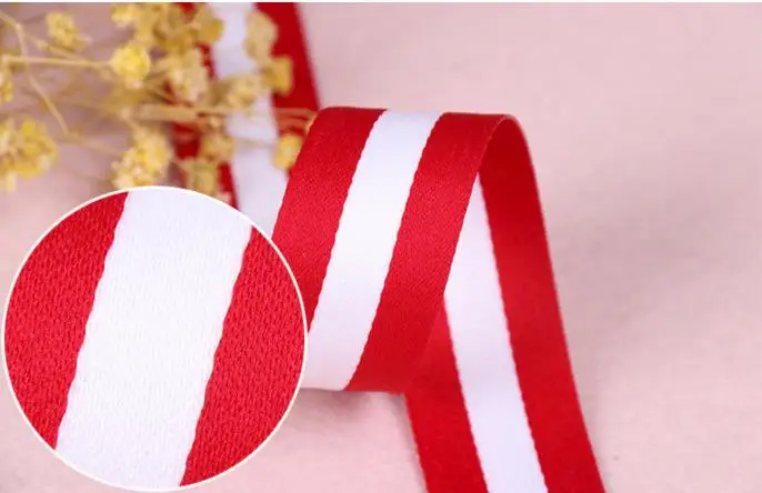 High quality White and red polyester striped Grosgrain Ribbon DIY Belt Clothing accessories handmade sewing accessoriesdiy belt