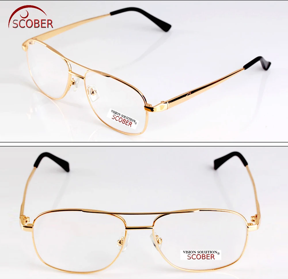 Full-Rim Fashion  Double-Bridge Anti-Fatigue Super Light Gold Frame Men Women Reading Glasses +0.5 +0.75 +1 To +6