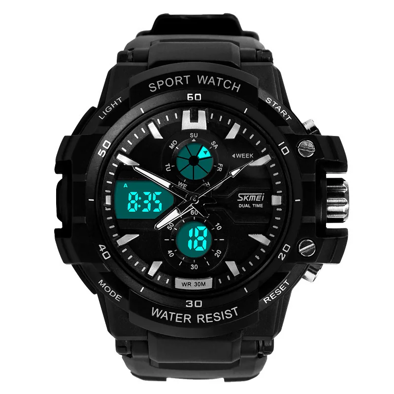 

Dual Movement Sports Watches Men Electronic Digital Analog Shockproof Silicone Watch Waterproof Wristwatches for Mens SKMEI