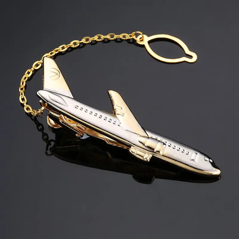 Man's Tie Clip new arrivals Golden plating Airplane Shape Pilot High Quality Plane cufflinks Stick pin Wedding gift