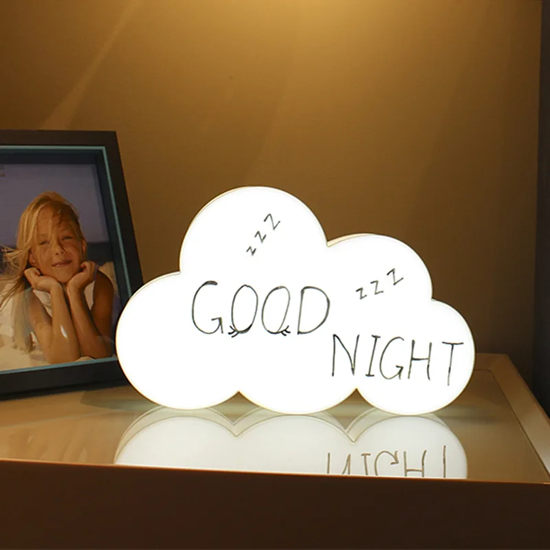 Led diy lightbox nuvem handwriting mensagem caixa de luz usb mesa luz da noite ins menina net âncora vermelha quarto layout decoração gif