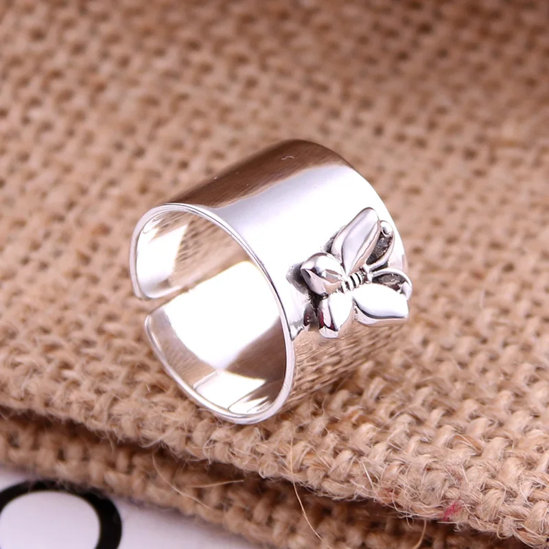 

S925 Sterling Silver Ring women's Day Korean students hot fashion simple opening butterfly ring silver jewelry