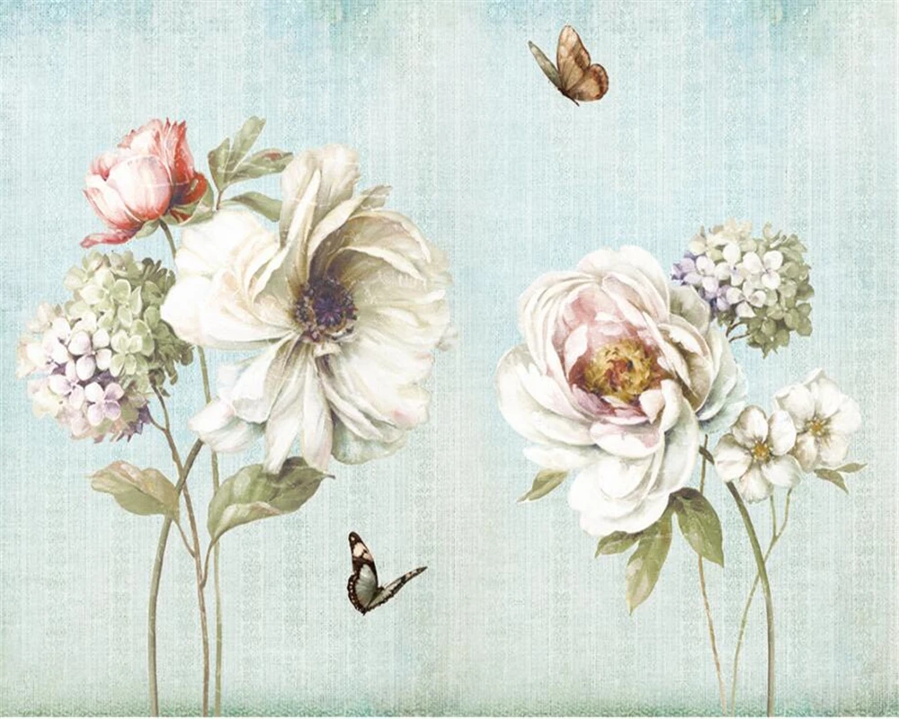 beibehang Modern Home Background Wall 3d Wallpaper Vintage Butterfly flowers Whole House Custom Background Wall 3d wallpaper