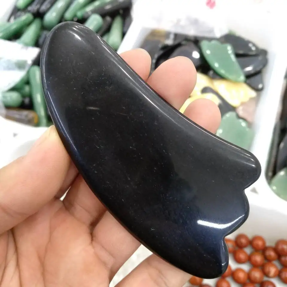 eyes face Natural obsidian gua sha board | facial scraping piece | scrapping plate face body massager