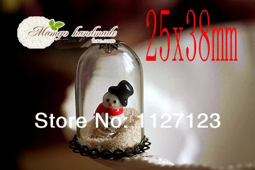 

50sets25X38MM Glass Globe Necklace Pendants (Assorted pendant base colors),Empty Containers,Bubbles globe pendant