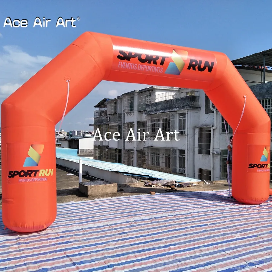 Orange Outdoor Arch Inflatable Start Finish Line Archway for Sports Run Athletic Come with Free Air Blower