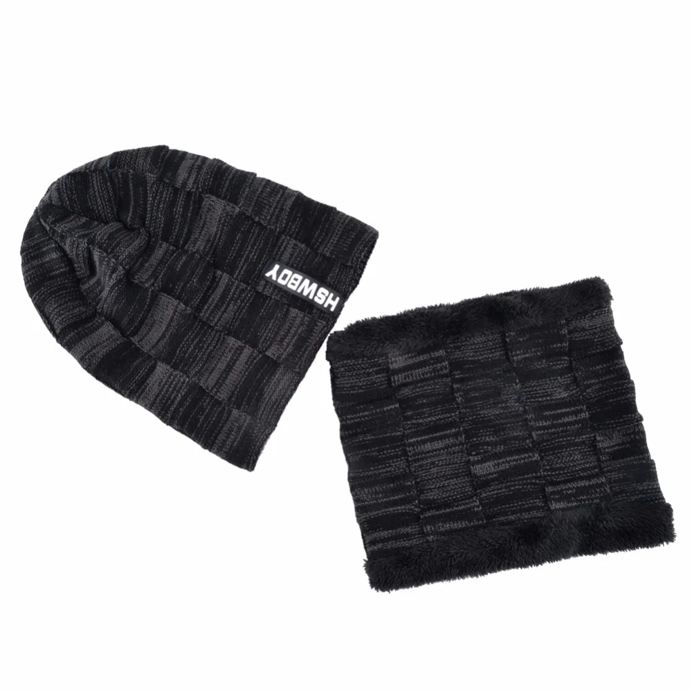 Conjunto de cachecol de inverno de lã, gorros masculinos de malha, gorro de hip hop, bonés turbante, chapéus quentes grossos para mulheres