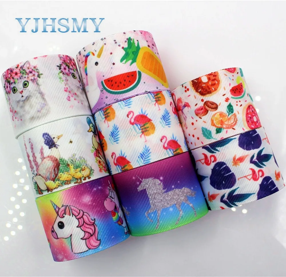 YJHSMY C-18409-518,38 mm 5 Yards Cartoon Printed grosgrain ribbons,DIY handmade Hair accessories Material wedding gift wrap