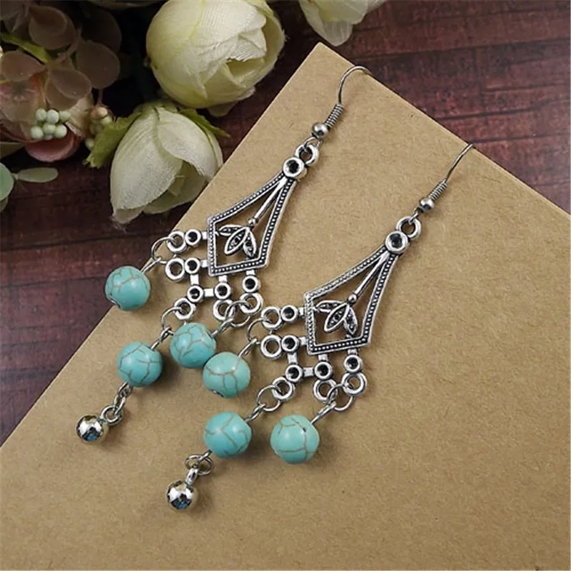 2020 Fashion Jewelry Wholesale Vintage Tibetan Multicolor Tassel Long Section Round Beads Women Dangle Earring Pendant