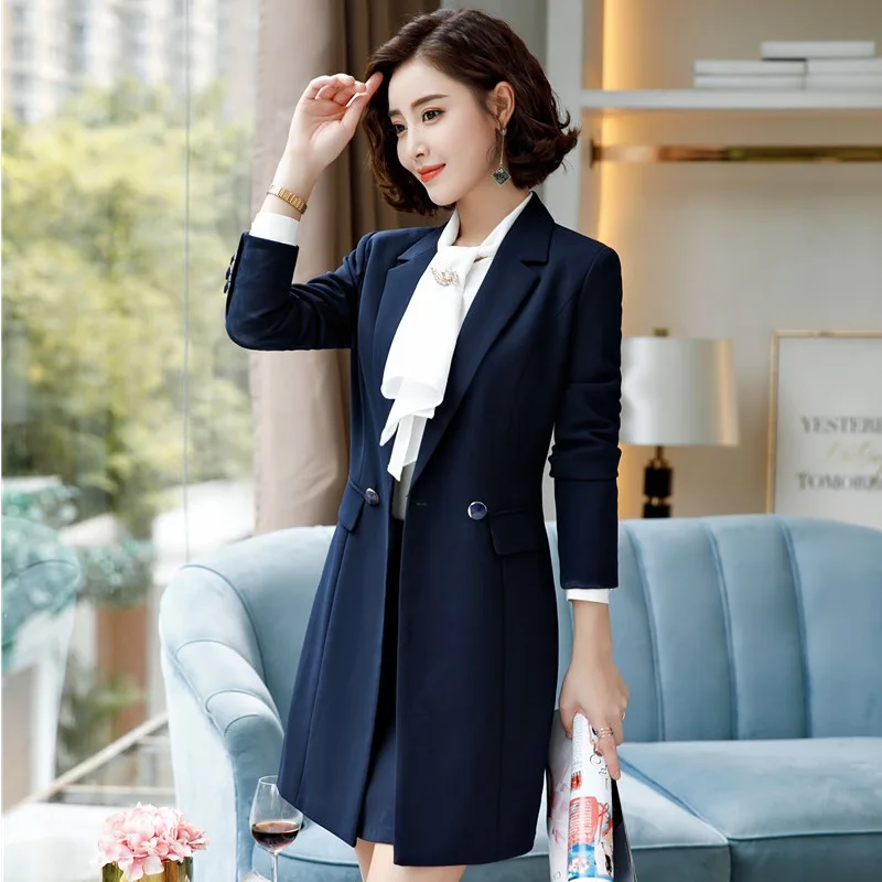 Elegant Wine British Styles Spring Fall Formal Blazers & Jackets Coat Middle Long Blazer Female Tops Outwear Clothes