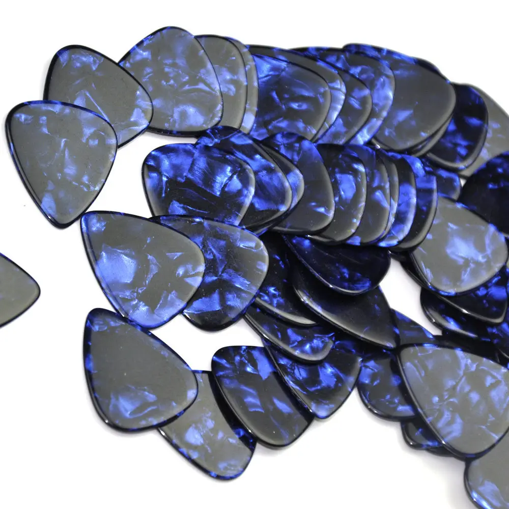 100pcs/lot Blue Pearl 0.71mm 0.96mm Celluloid Guitar Picks Plectrums for Acoustic Electric Guitar Bass