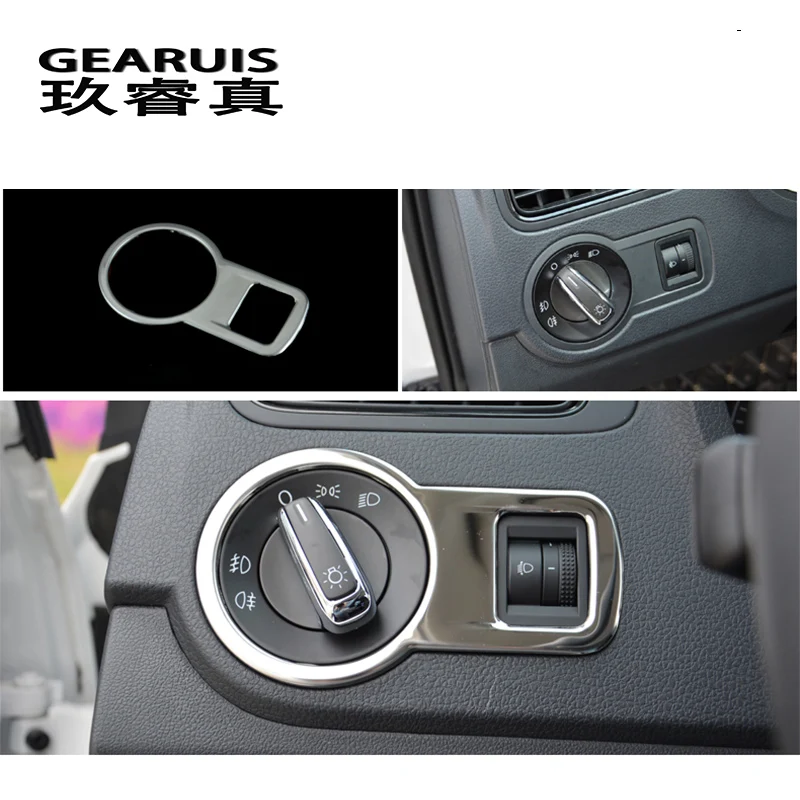 Car Styling Headlight Switch Decorative Frame decoration Covers Stickers Trim For Volkswagen vw POLO Interior auto Accessories