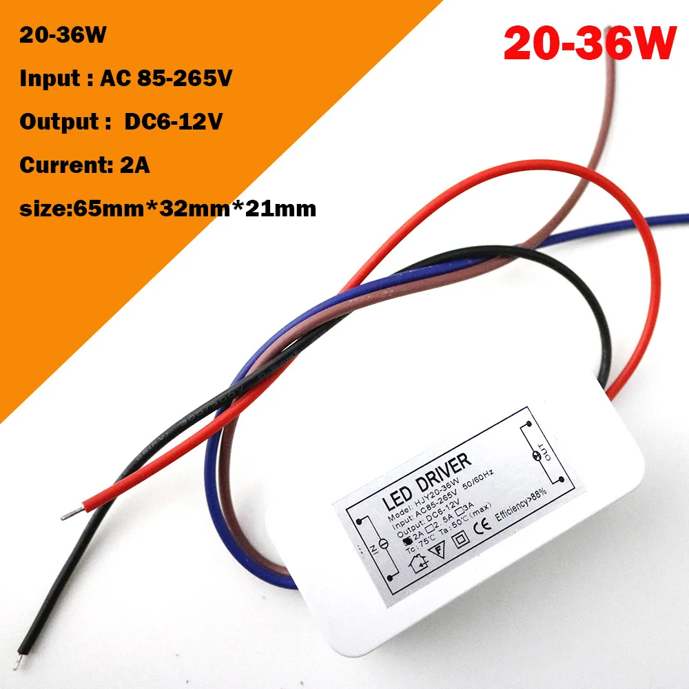12V LED Driver 10W 20-36W 24-36W for 6-12V 600mA 2A transformer for 3*3W input AC85-265V spot light/flood light High Quality