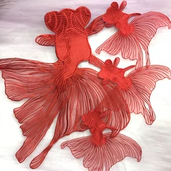 Organza ricamo di alta qualità red goldfish patch con super-grandi adesivi pesce adesivi di stoffa per bambini FAI DA TE decorazione di patch applique