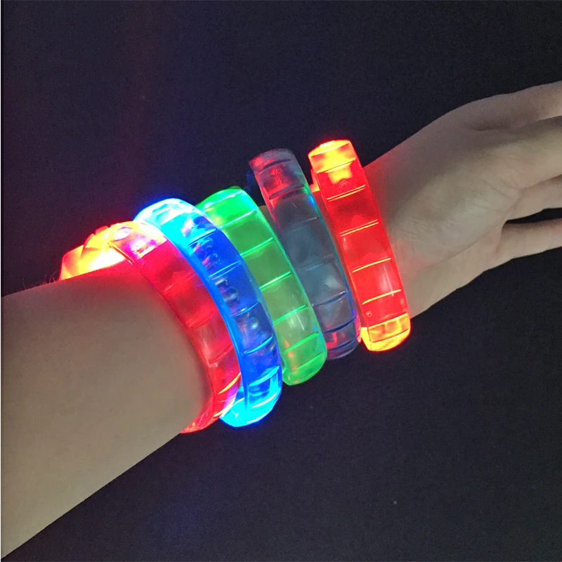 50PCS/LOT LED Bracelets Bangles Light Up Bracelet Glow Flashing Soft Rubber Bracelet for Party Decoration Christmas Kids Gift