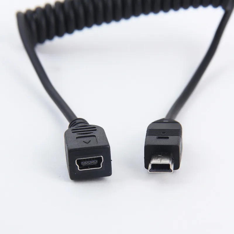 Mini USB2.0 5Pin Male to Female Extension Cable Spiral Coiled USB2.0 Mini 5Pin female jack to male plug extension Adapter cable