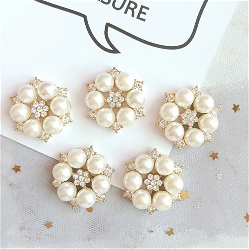 10 pcs/lot Alloy Creative Silver Pearls Rhinestone Buttons Ornaments Earrings Choker Hair DIY Jewelry Accessories Handmade