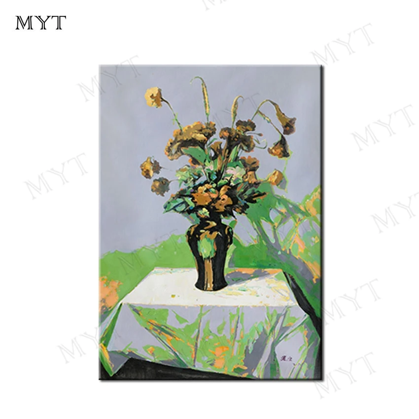 

Myt Flower On Table 100% Hand Painted Modern Abstract Oil Painting On Canvas Wall Art For Living Room Home Decoration Unframe