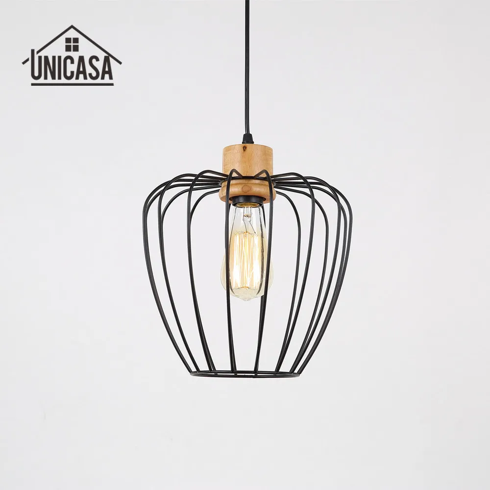 

Industrail Wrought Iron Pendant Lights Vintage American Country Lighting Kitchen Island Office Antique Wood Pendant Ceiling Lamp