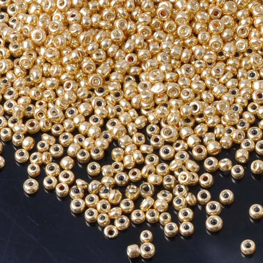 Lot 16g 1000X 2mm 12/0 Gold Golden Tone Color Loose Spacer Beads Cezch Glass Seed Beads Handmade Jewelry Making DIY Garment Bead